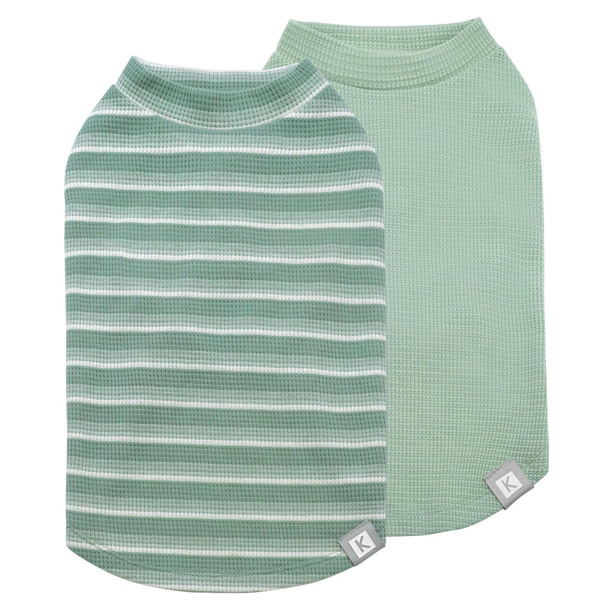 KYEESE waffle dog shirt small green front view shows breathable fabric for daily comfort
