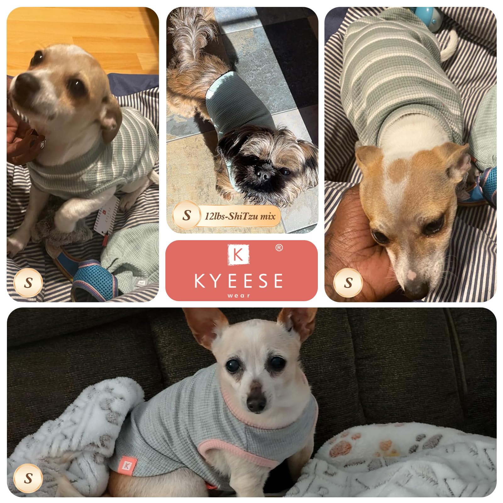 KYEESE waffle dog shirt small striped side view highlights flexible sleeveless design