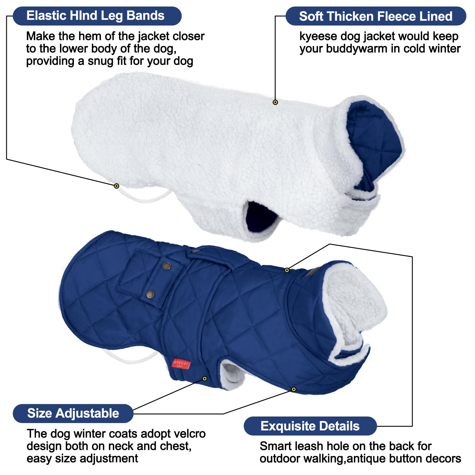 KYEESE dog coat pocket detail reveals convenient space for treats on walks.