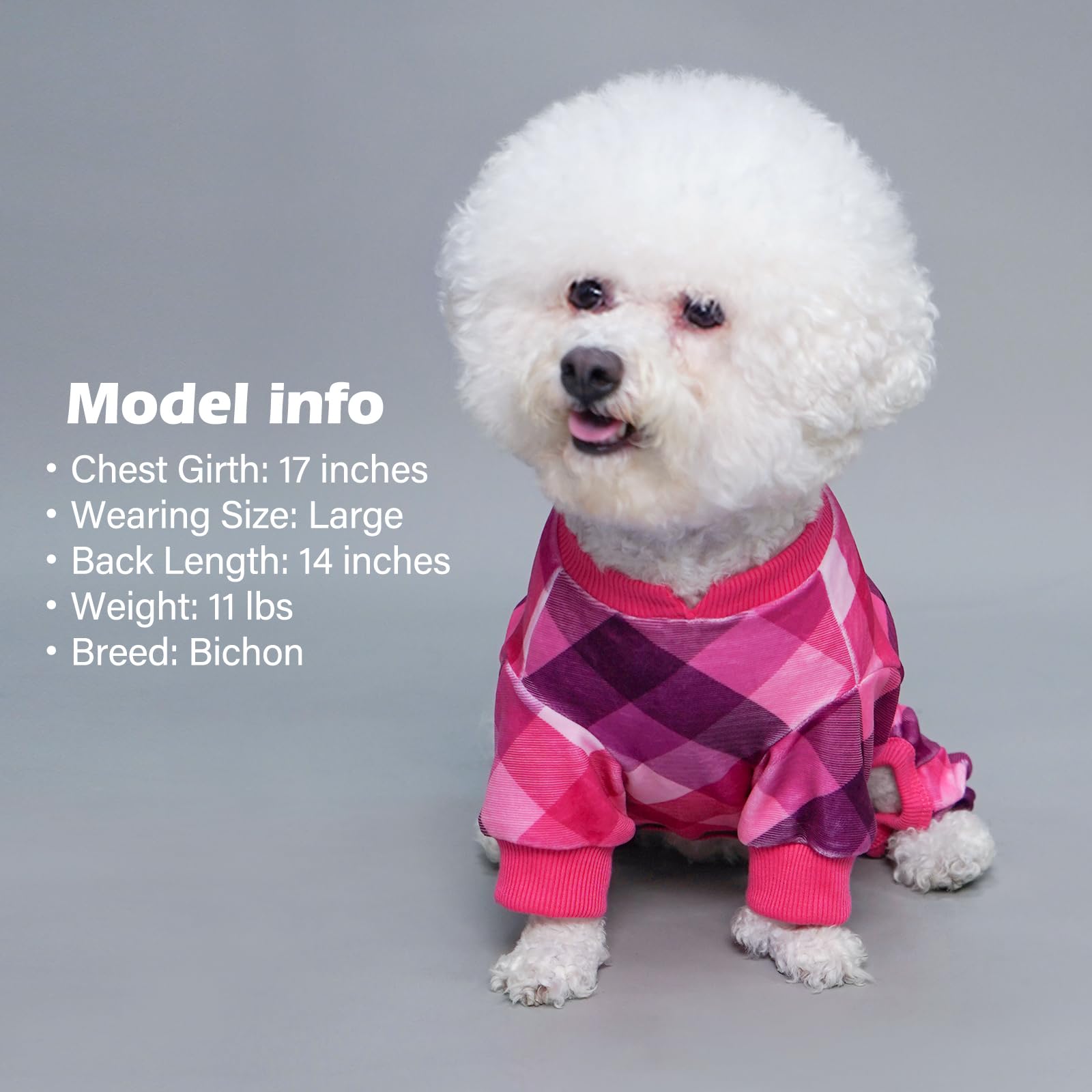 KYEESE dog pajamas care-instruction image notes cold-wash for longevity.