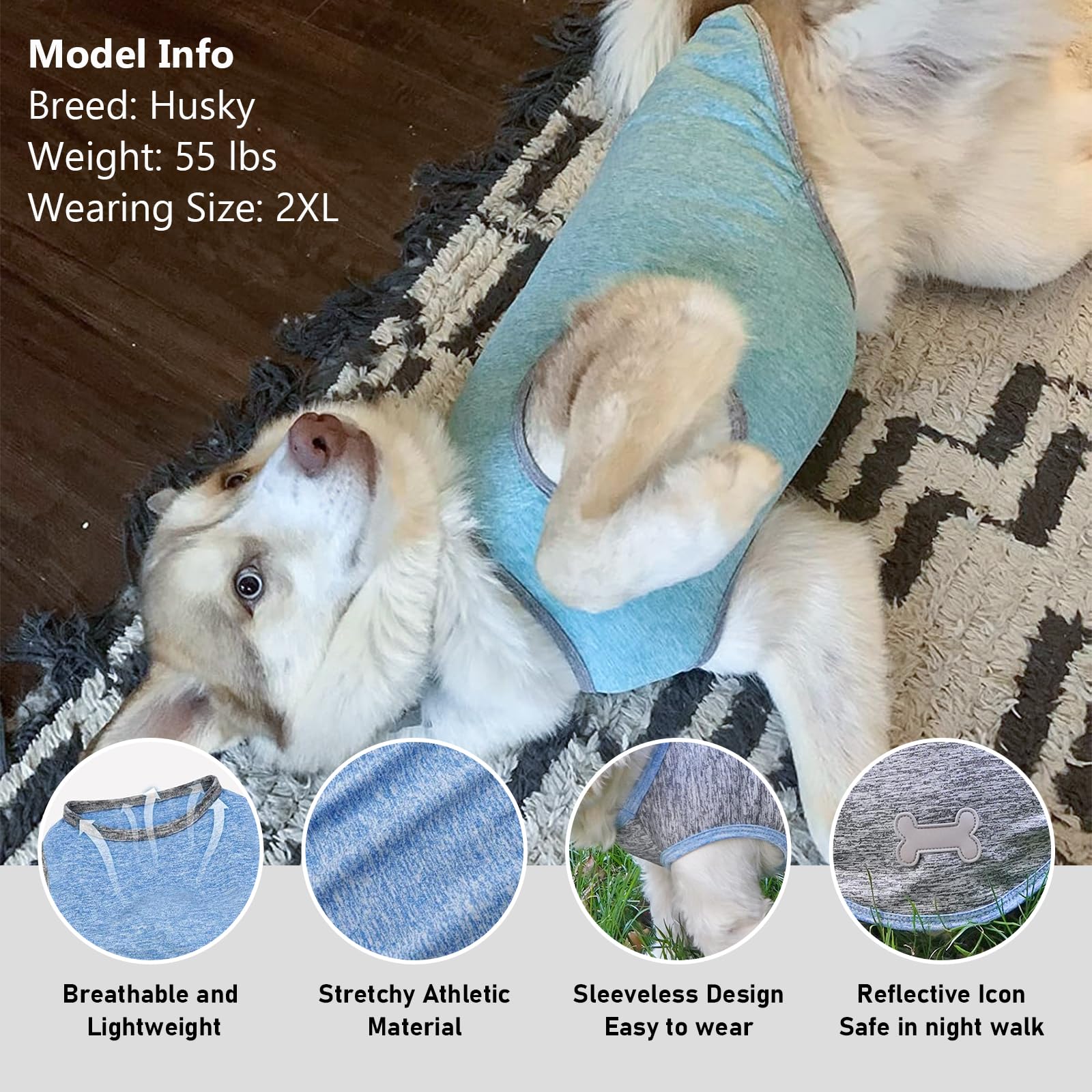 KYEESE dog shirt close-up shows breathable, stretchable fabric.