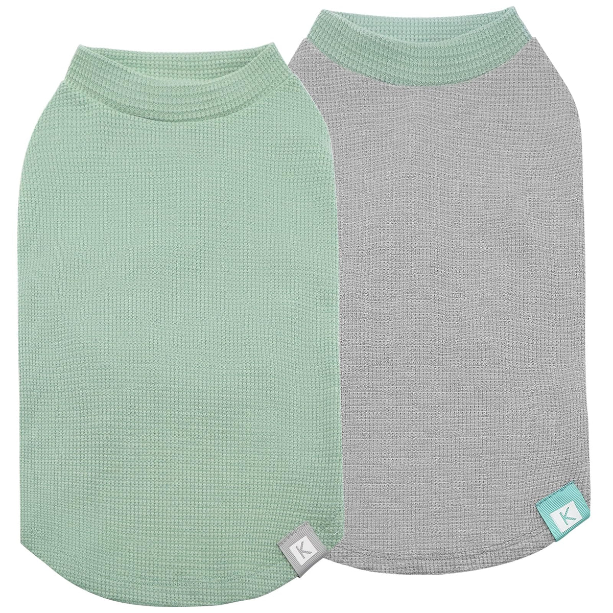 KYEESE dog shirts green front view in breathable waffle fabric for cozy everyday wear