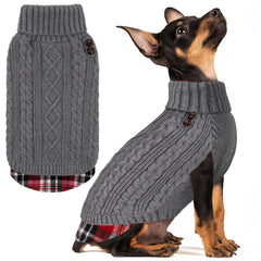 KYEESE small dog sweater with gingham patchwork for cute photoshoots and warmth.