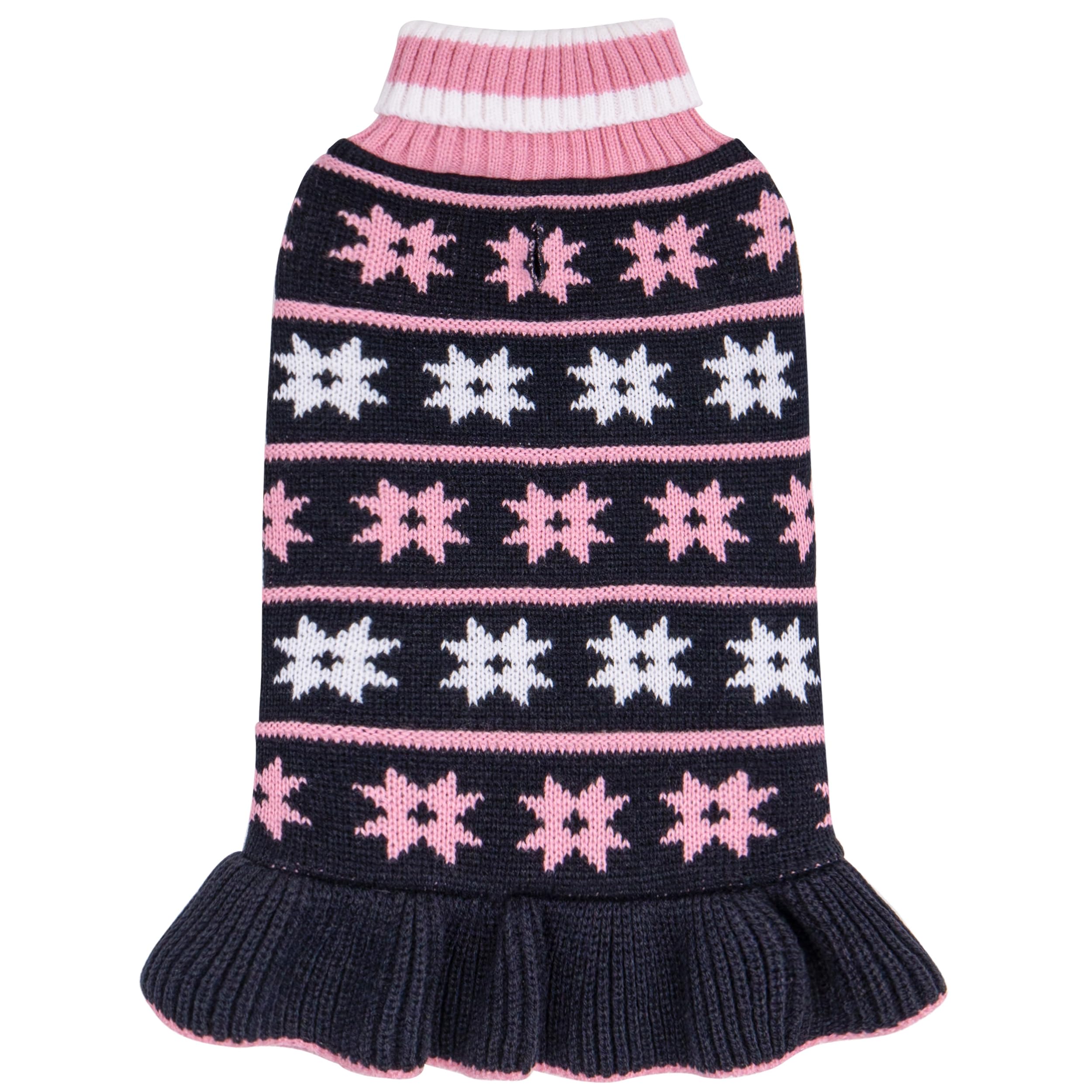 KYEESE snowflake-pattern dog sweater keeps small dogs warm on cold walks.