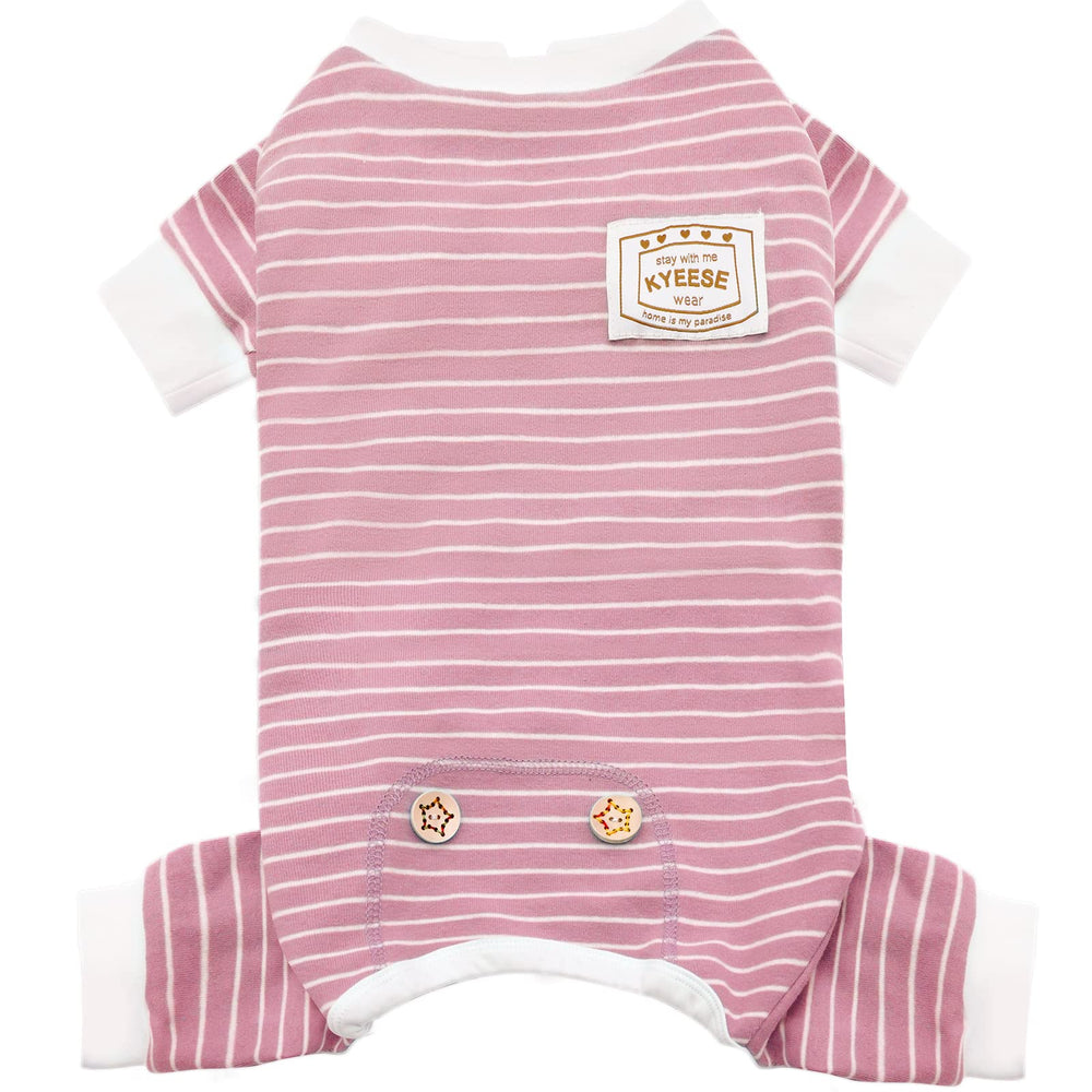 KYEESE pink striped dog pajamas fabric closeup showing soft cozy texture for all-day comfort