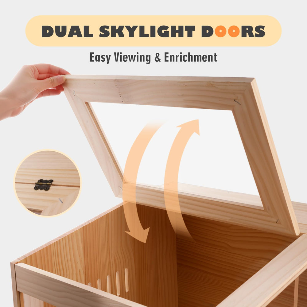 Kyerlish natural wood surface is unpainted to minimize coatings and nibbling concerns.