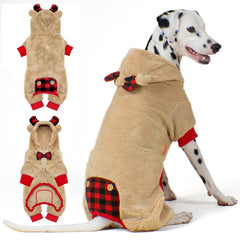 KYEESE dog Christmas Pajamas with Reindeer Hood showcase festive holiday styling for photos.