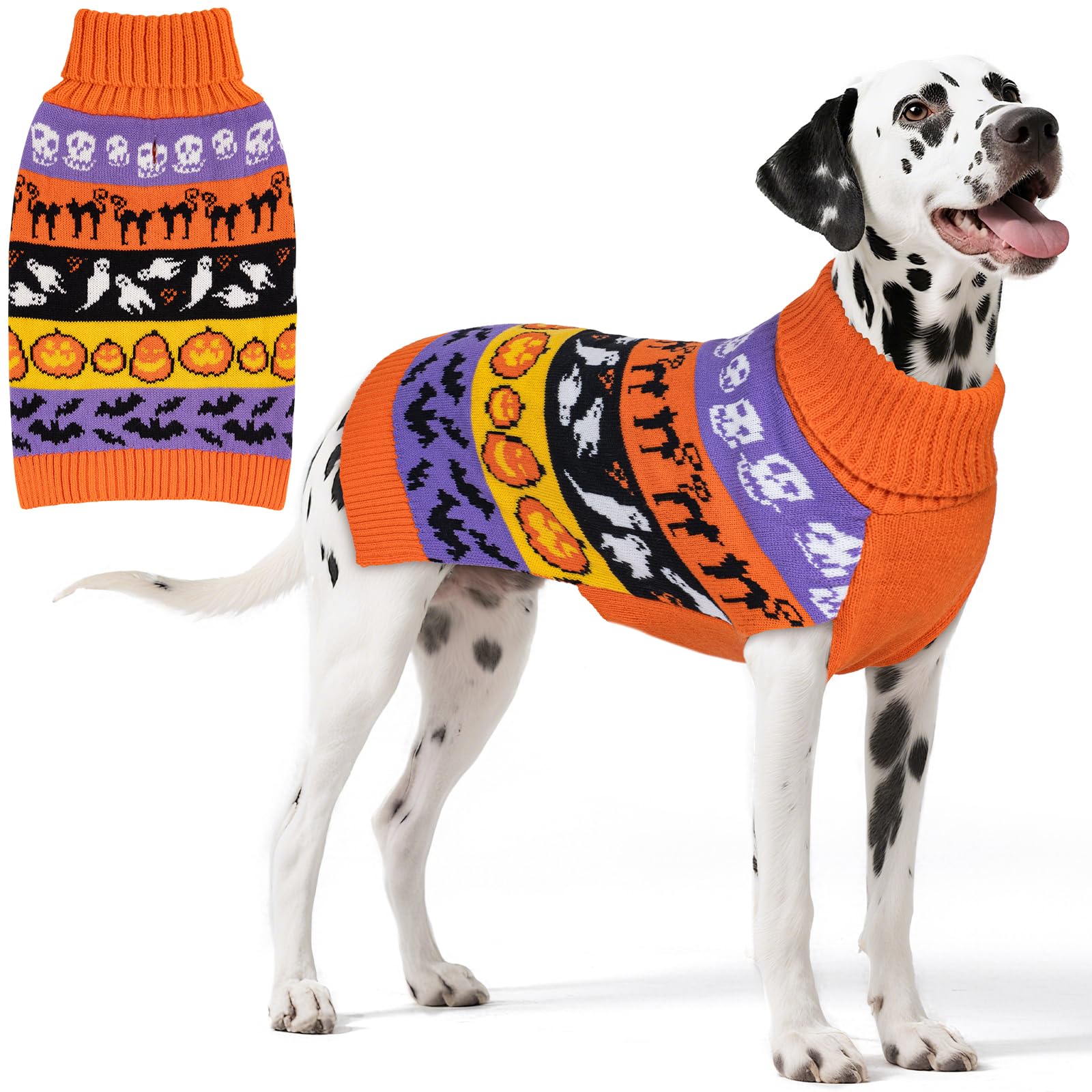 KYEESE Halloween dog sweater large pumpkin ghost keeps dog warm during chilly walks
