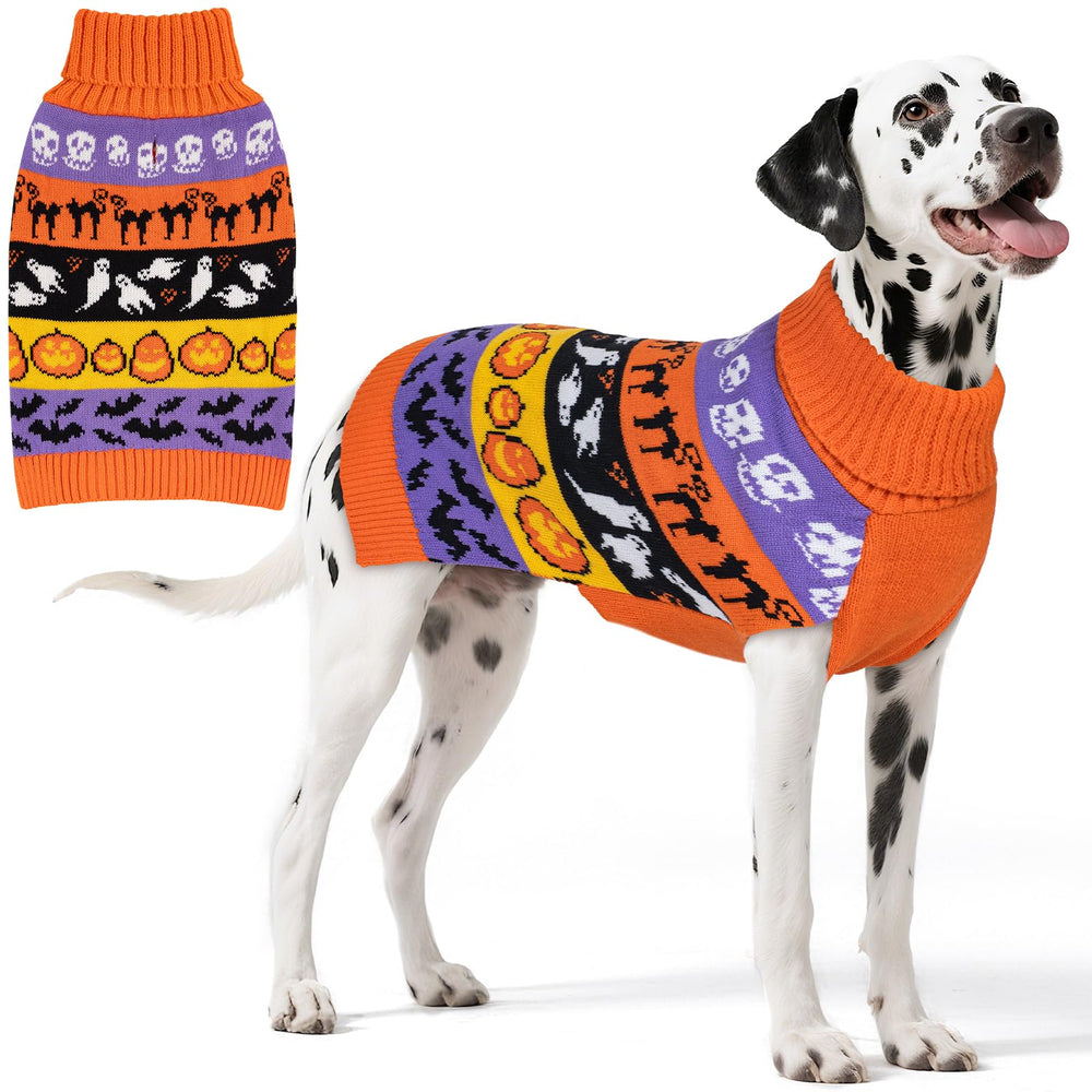 KYEESE Halloween dog sweater large pumpkin ghost keeps dog warm during chilly walks