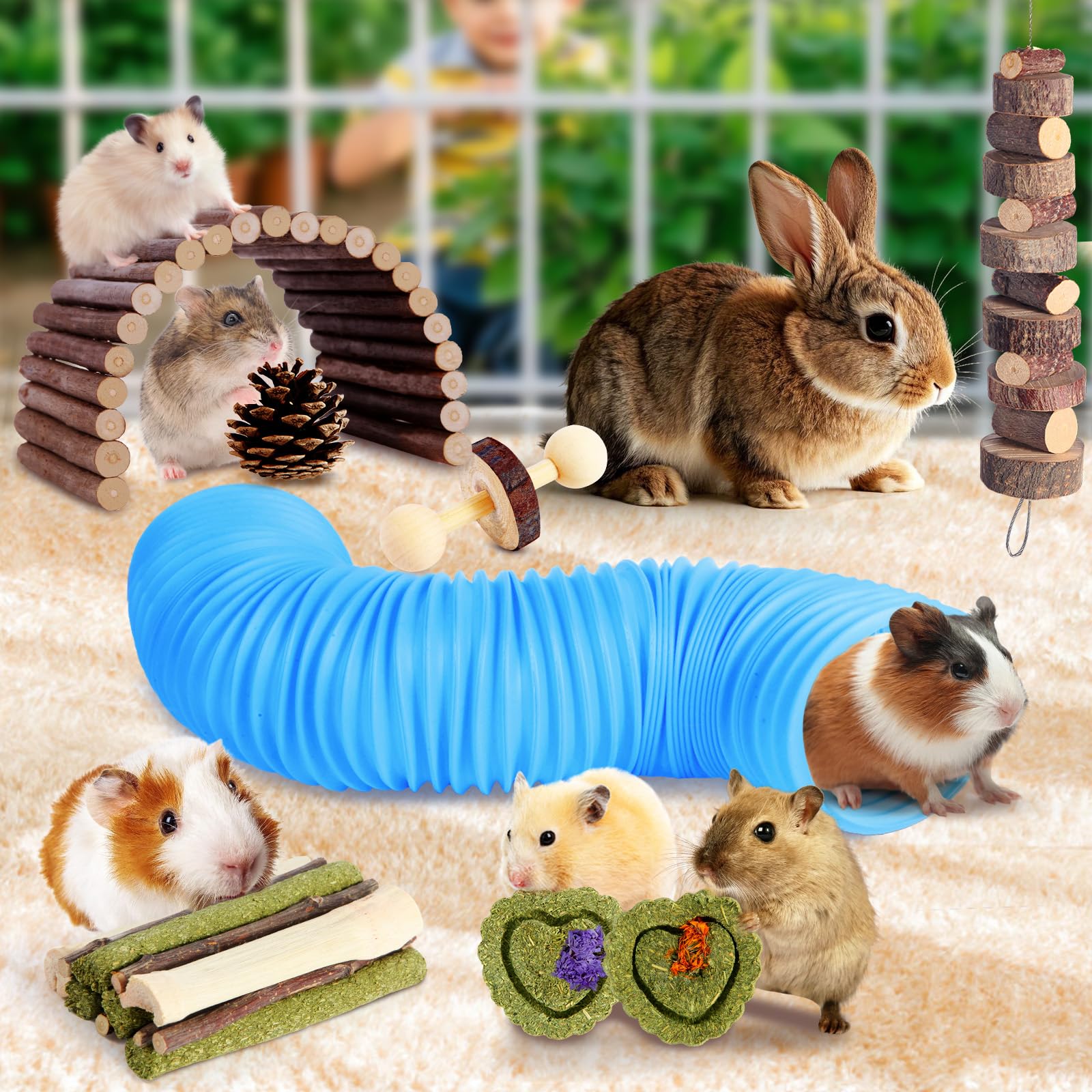 Kyouki hamster toys applewood-chews—natural dental wear to support healthy teeth.