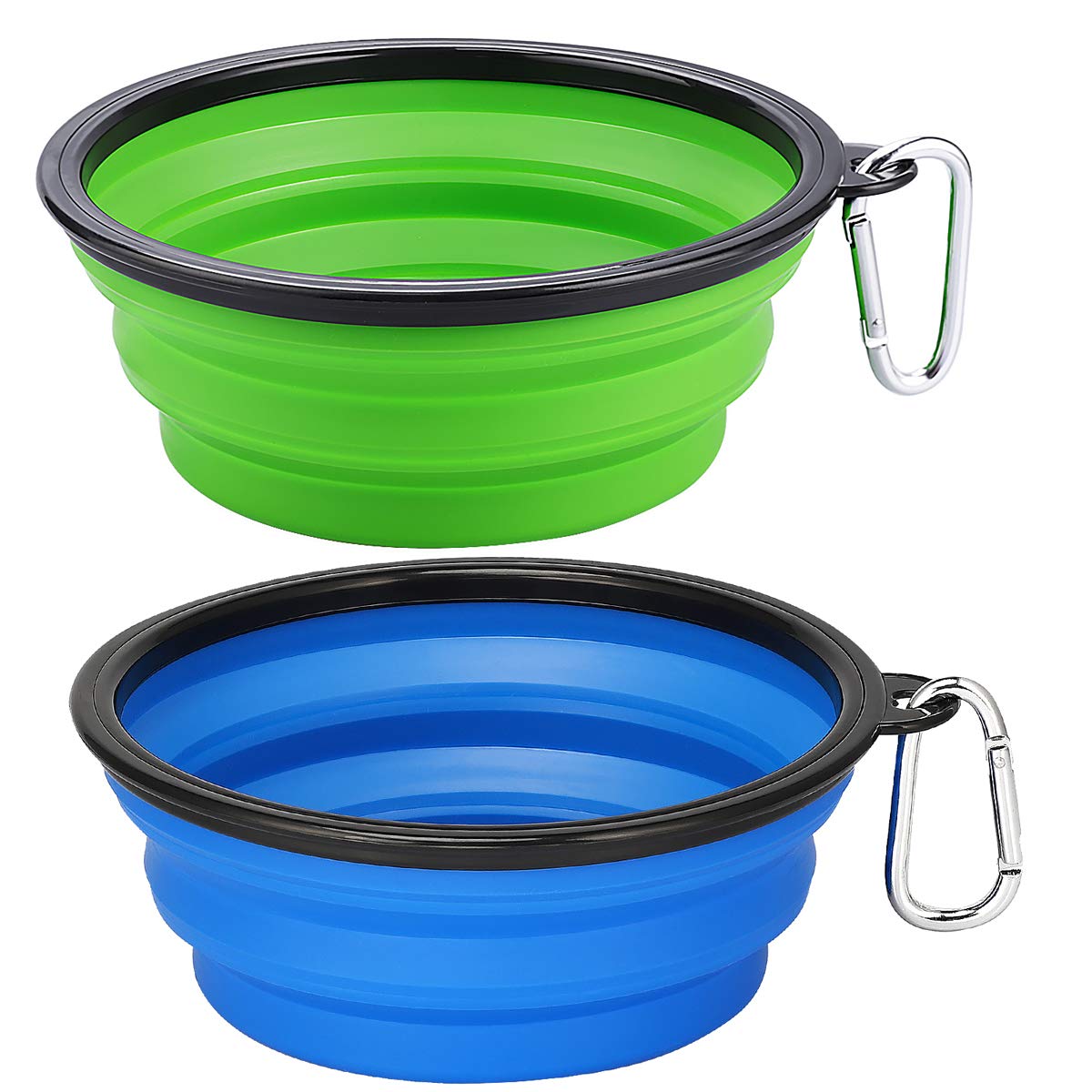 Kytely 34oz collapsible dog bowls folded for compact travel and storage.