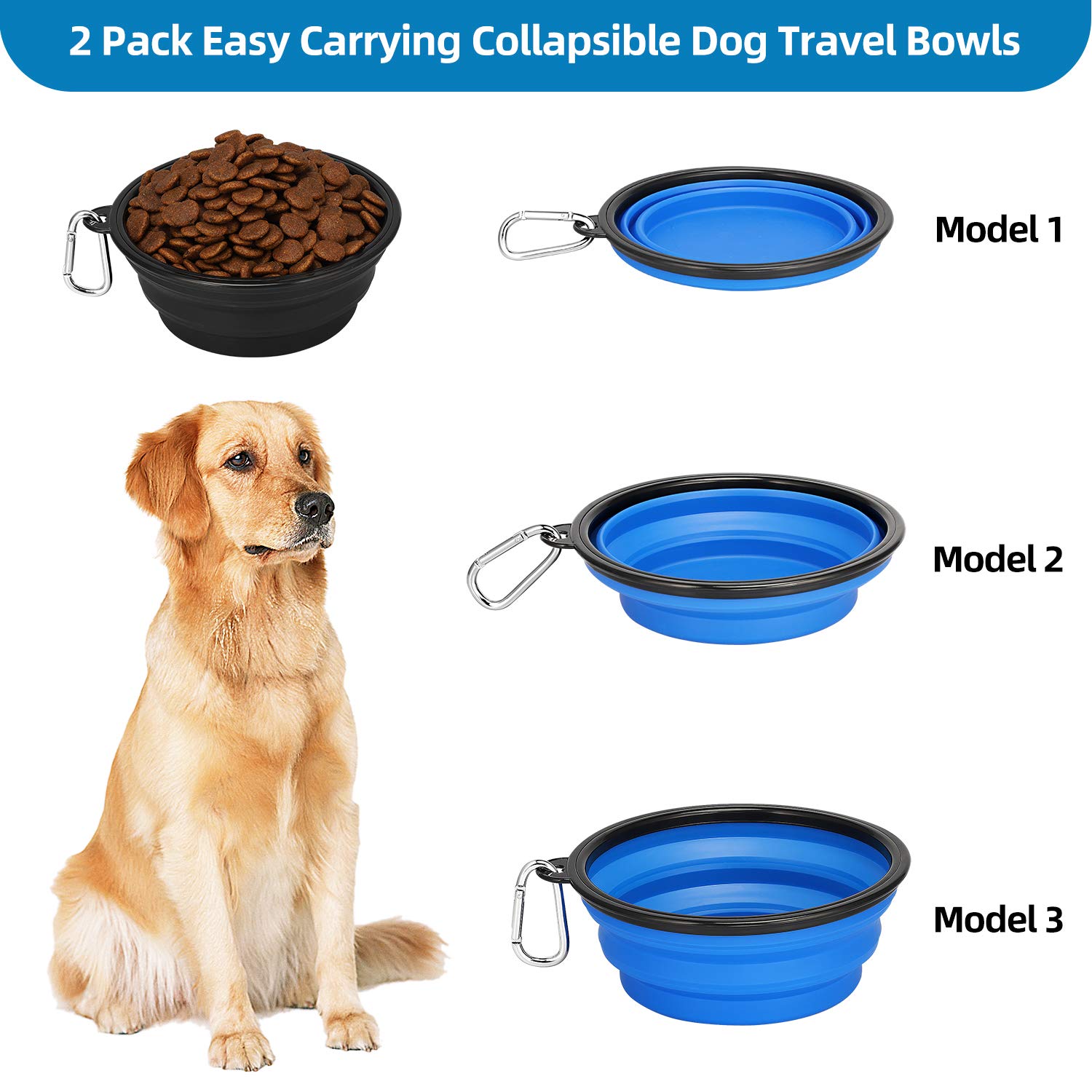 Kytely bol grande colapsable desplegado, capacidad de 34oz para agua