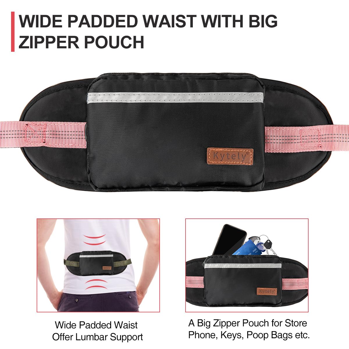 Kytely dog-leash-zipper-pouch keeps essentials accessible during training or jogging.