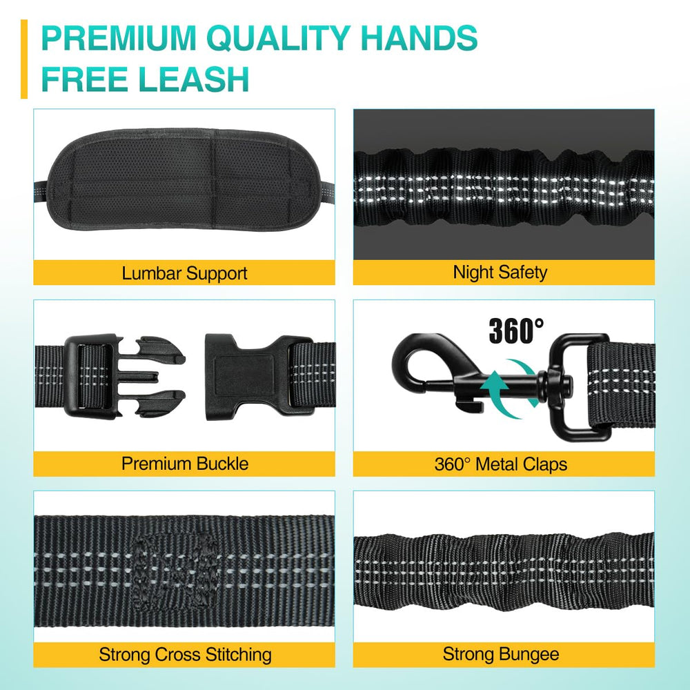 Kytely hands-free dog leash dual-control closeup demonstrates two handles for easier steering.
