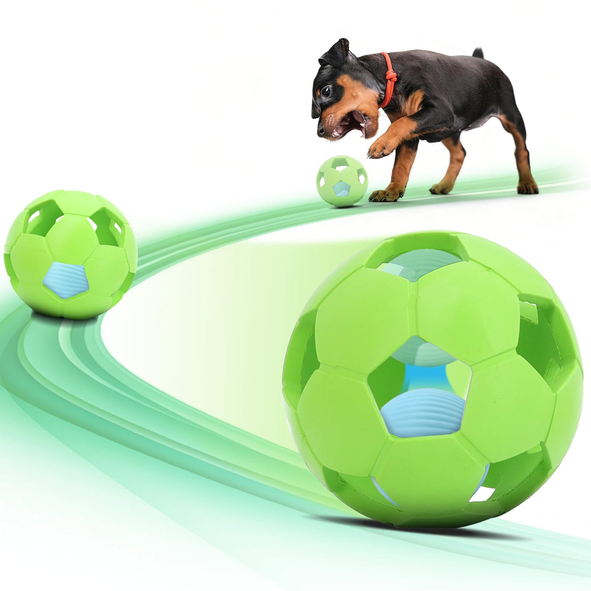 Kytujoy smart interactive dog toy in green blue shell engages dogs indoors