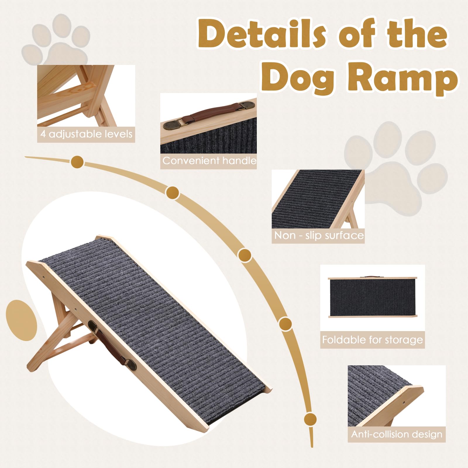 KYUYAO6 wooden ramp built-in handle enables effortless transport between rooms.
