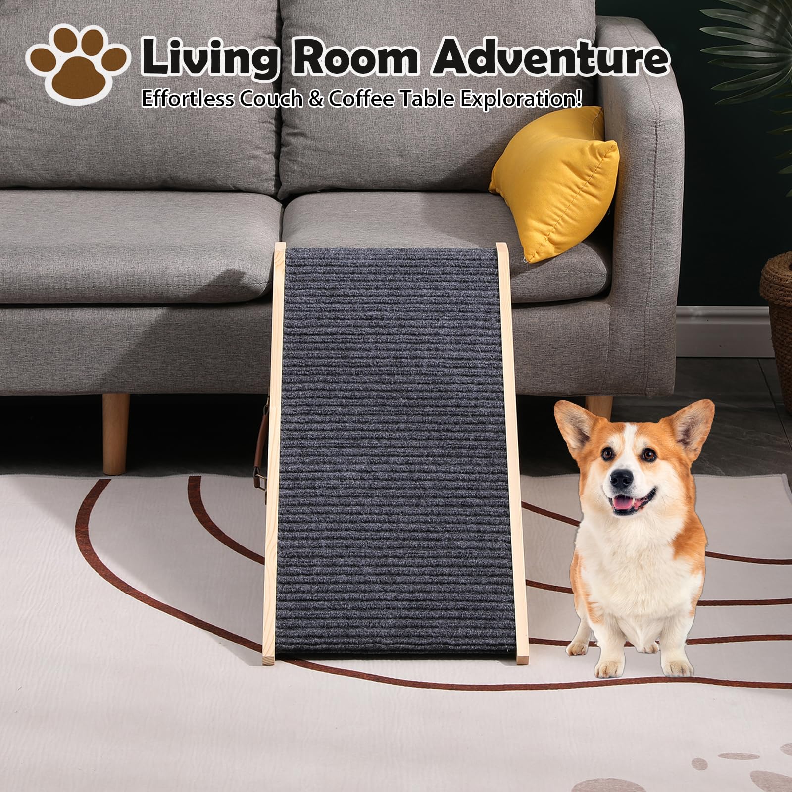 KYUYAO6 wooden foldable dog ramp car-use image highlights portable travel design.