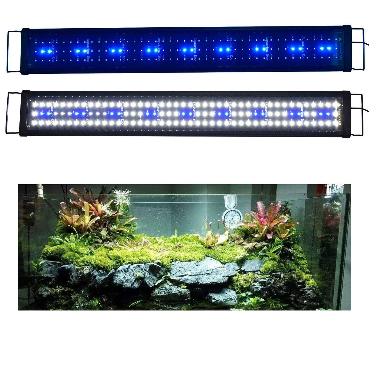 KZKR Aquarium Hood Light front view shows a 36-46 inch fit with sleek mounting.