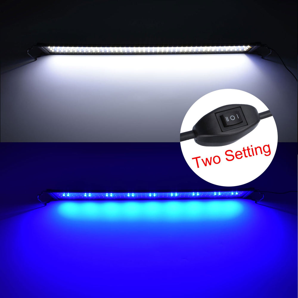 KZKR Aquarium Hood Light night mode offers a gentle blue-white glow for evening ambiance.