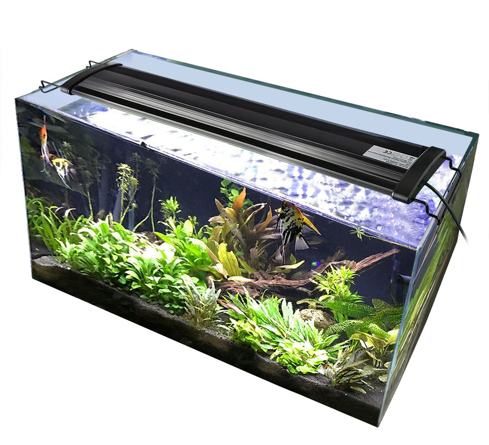 KZKR Aquarium Hood Light side angle demonstrates extendable brackets for tank variations.
