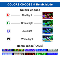 KZKR Aquarium Light color selection displays vibrant options for freshwater and marine setups.