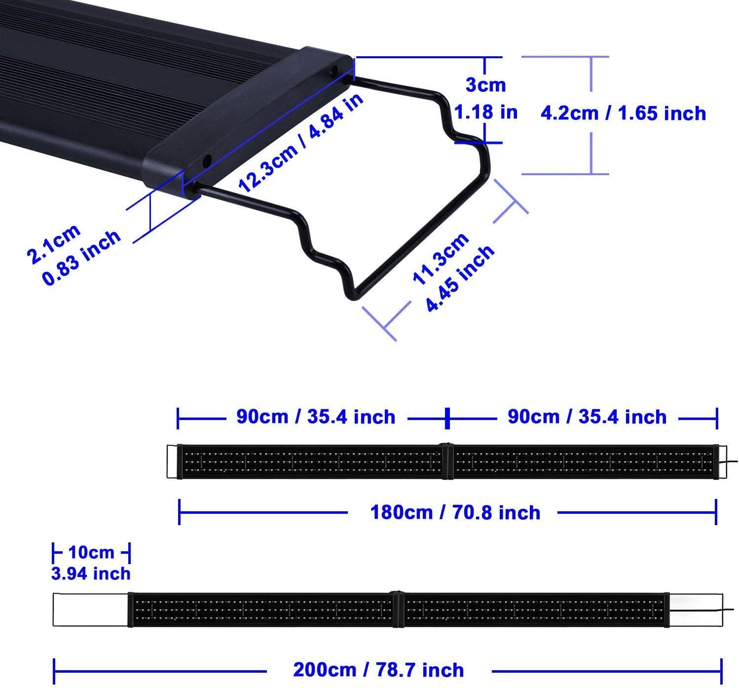 KZKR LED Aquarium Hood aluminum case cools efficiently for long-lasting performance