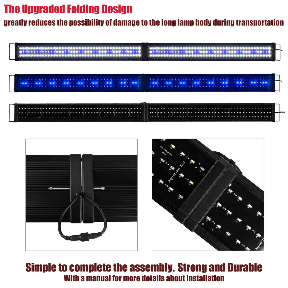 KZKR LED Aquarium Hood extended length showcases 72-78 inch tank compatibility