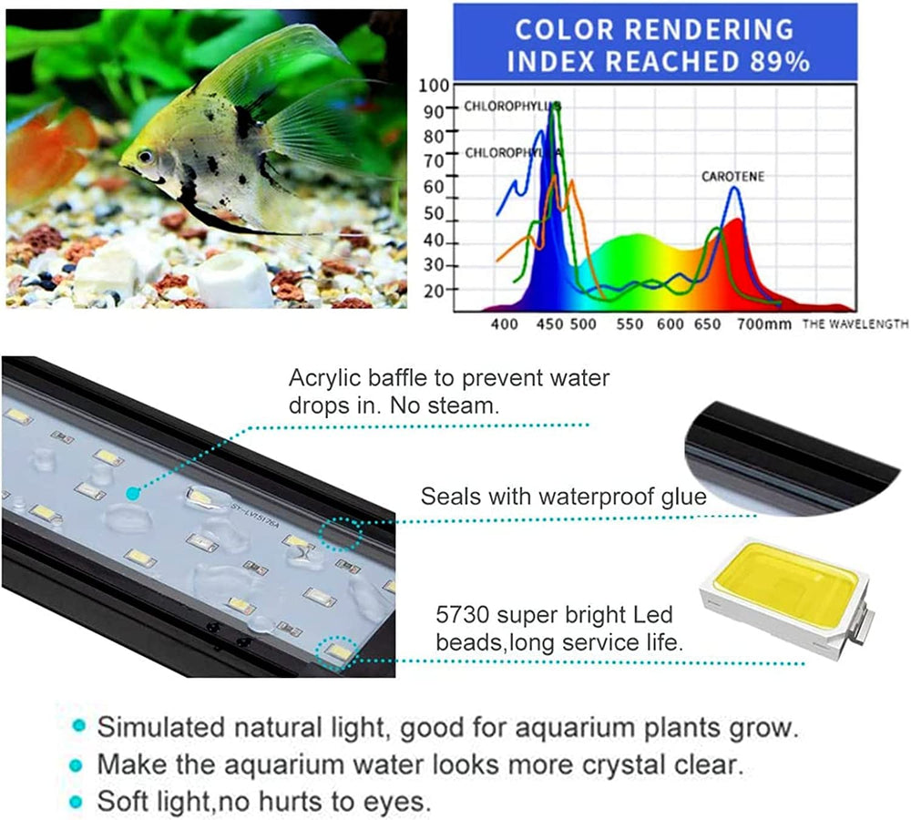 KZKR LED aquarium light not waterproof—place above the tank.
