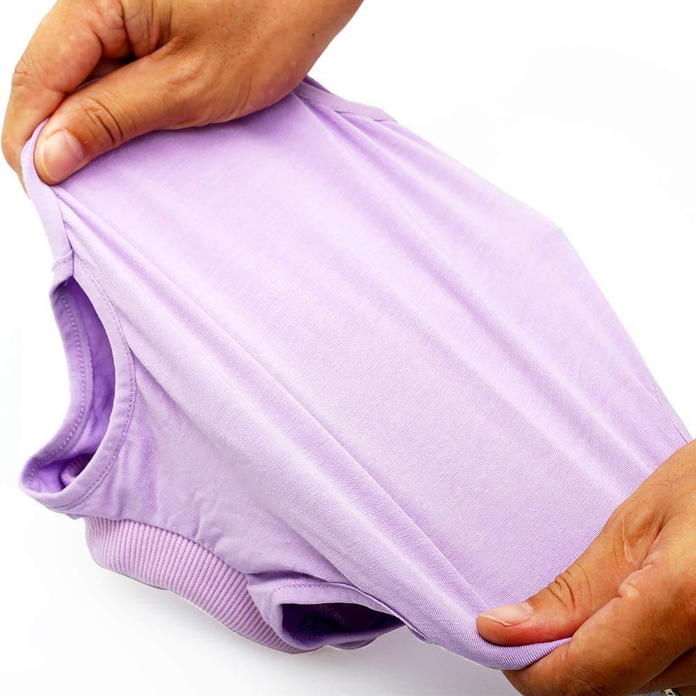 kzrfojy Cat Surgery Recovery Suit purple user with litter box use during recovery