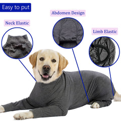 kzrfojy dog recovery suit on dog demonstrates full-coverage protection from licking