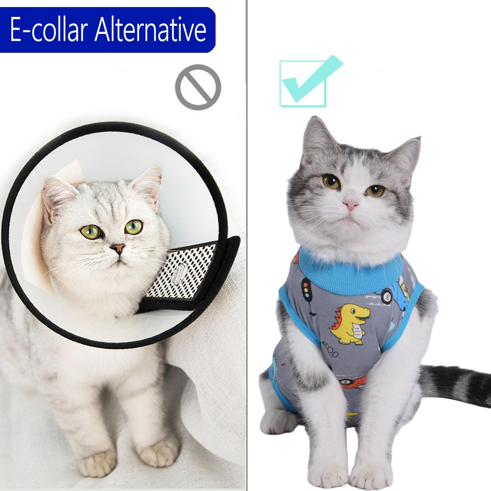 kzrfojy: dorso del traje de recuperación para gato gris, protección ligera