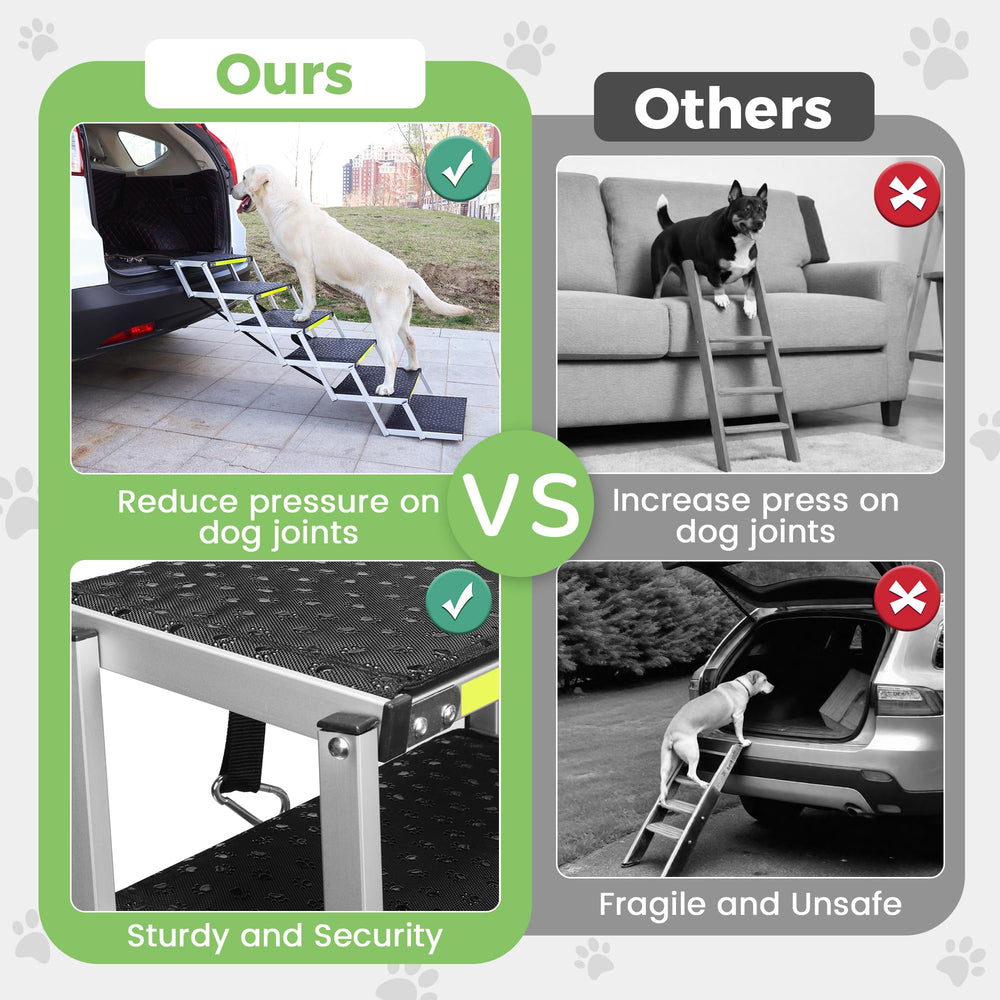 KZYZZFRID sturdy 6-step dog stair assembly demonstrates quick, stable setup