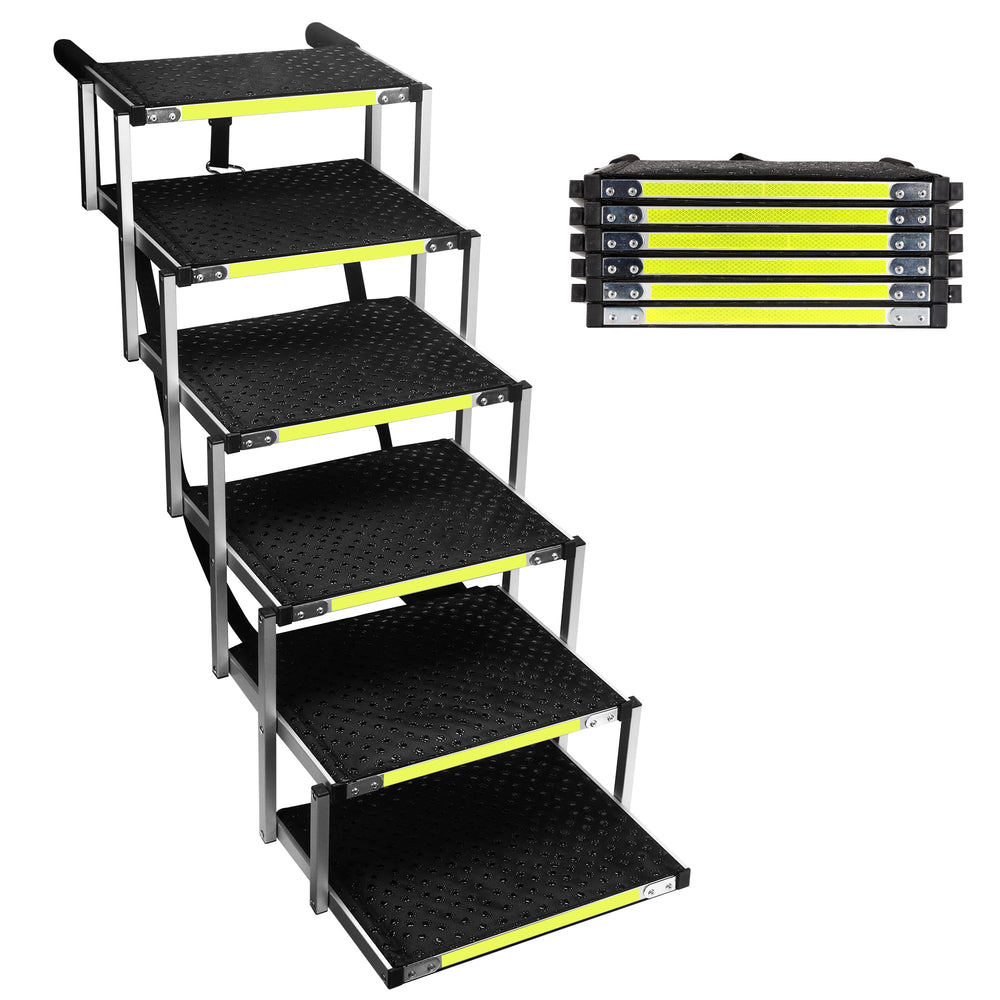 KZYZZFRID sturdy 6-step dog stair side view shows durable frame for reliable pet access