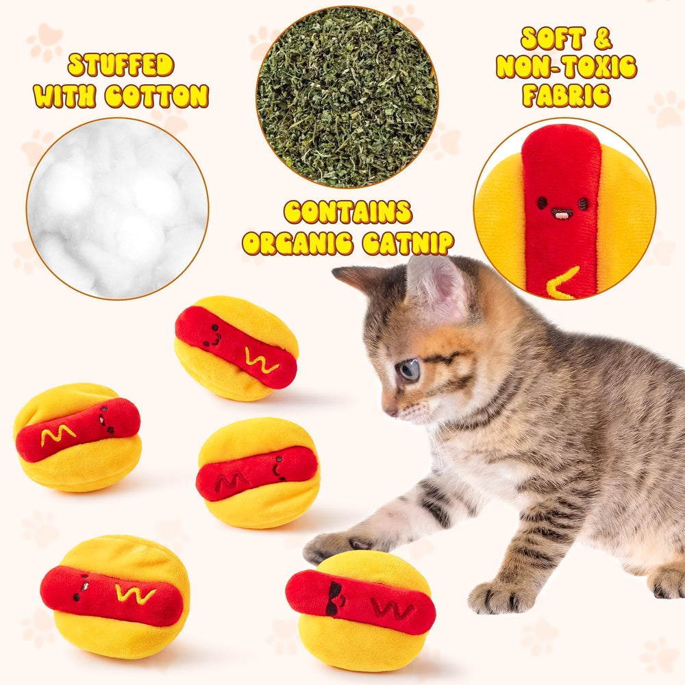 L1rabe hot dog catnip toy includes PET film sound to engage kittens