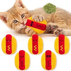 L1rabe hot dog catnip toy with varied expressions to spark play
