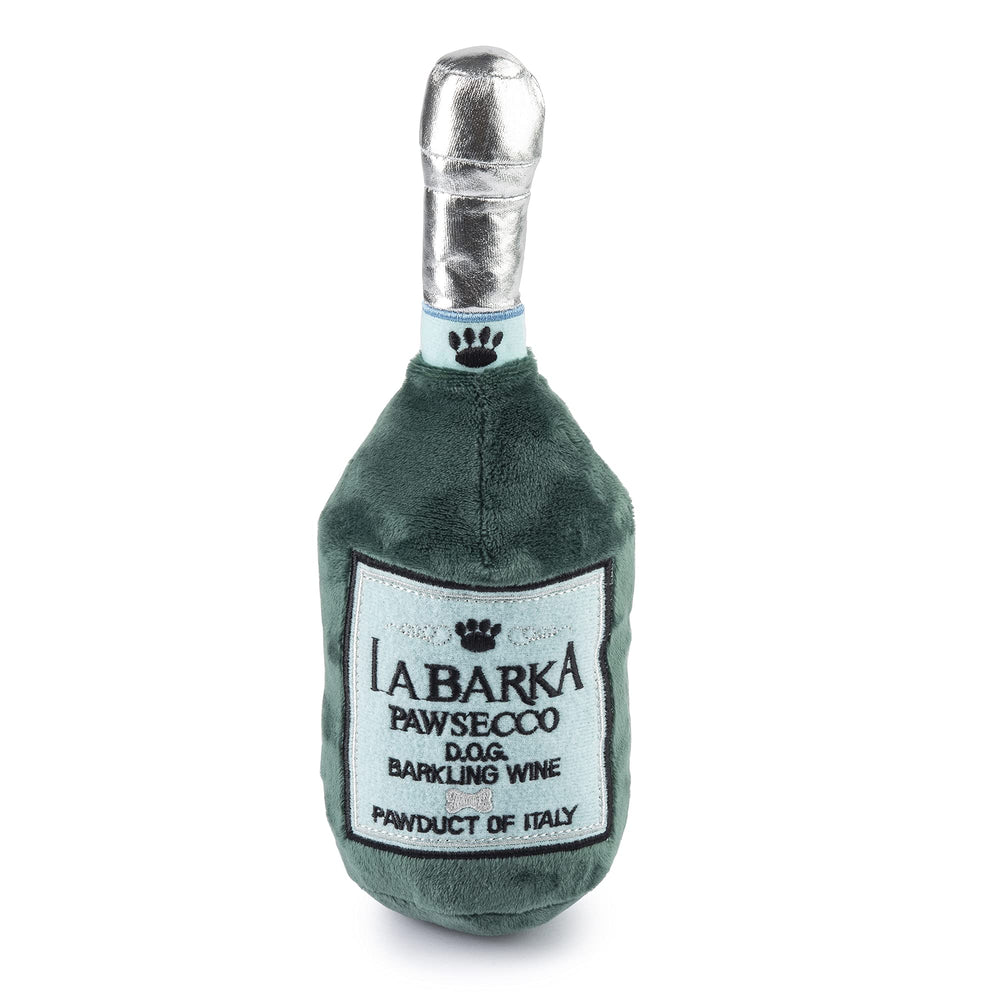 LaBarka Pawsecco toy with blue velvet exterior for stylish, interactive play.