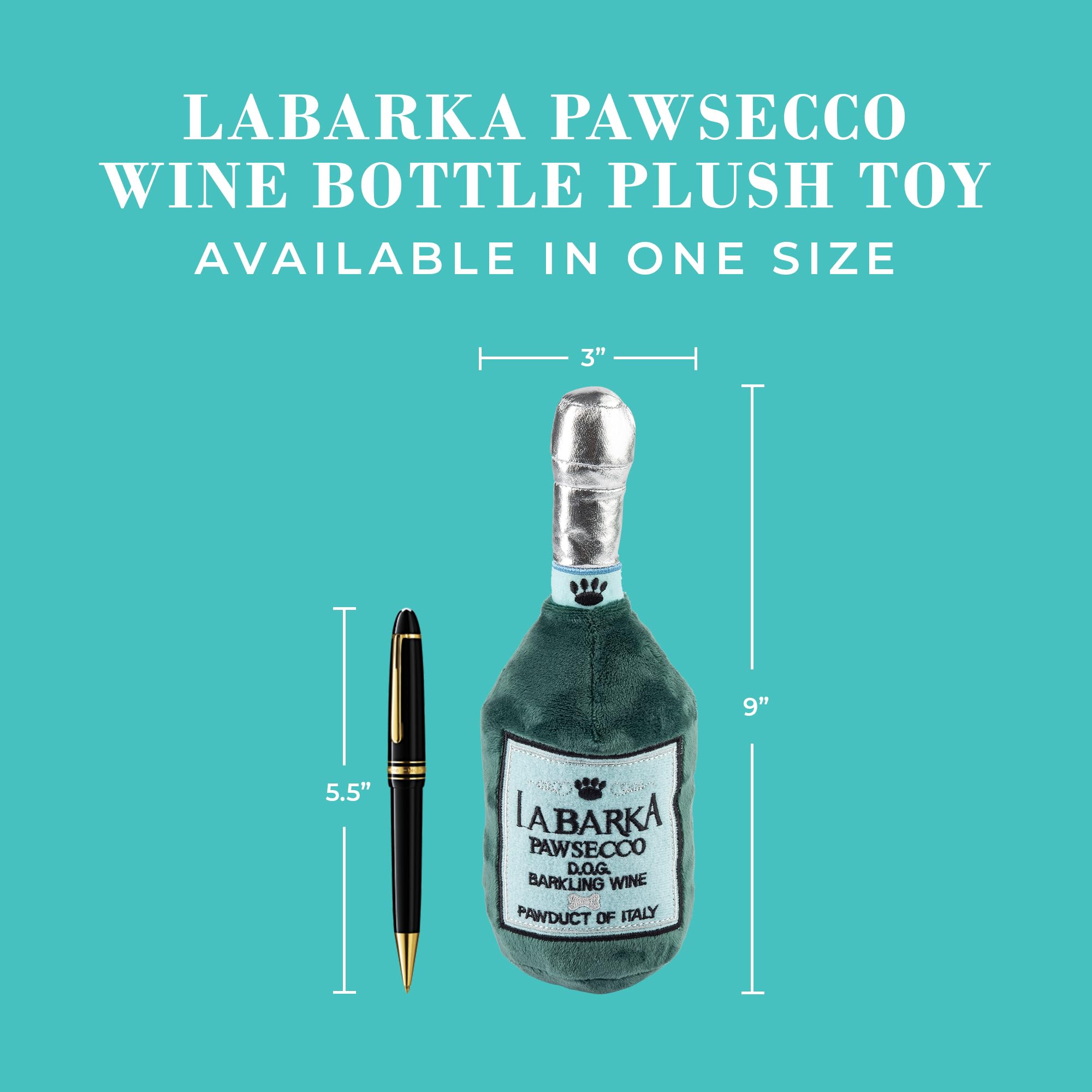 LaBarka Pawsecco medium-size toy suits fetch, chew, and cuddle sessions.