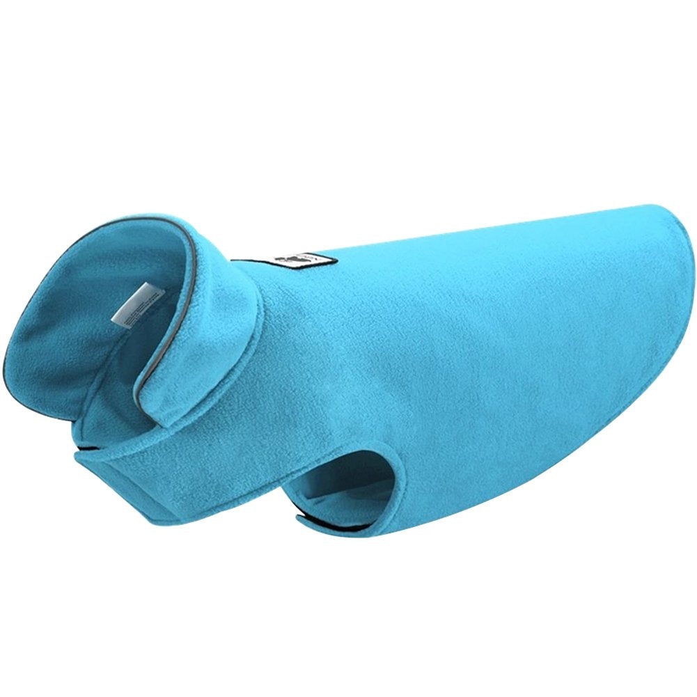 La La Pet Creation Core windproof plush jacket blue XXL, front view, keeps pets warm on cold walks.