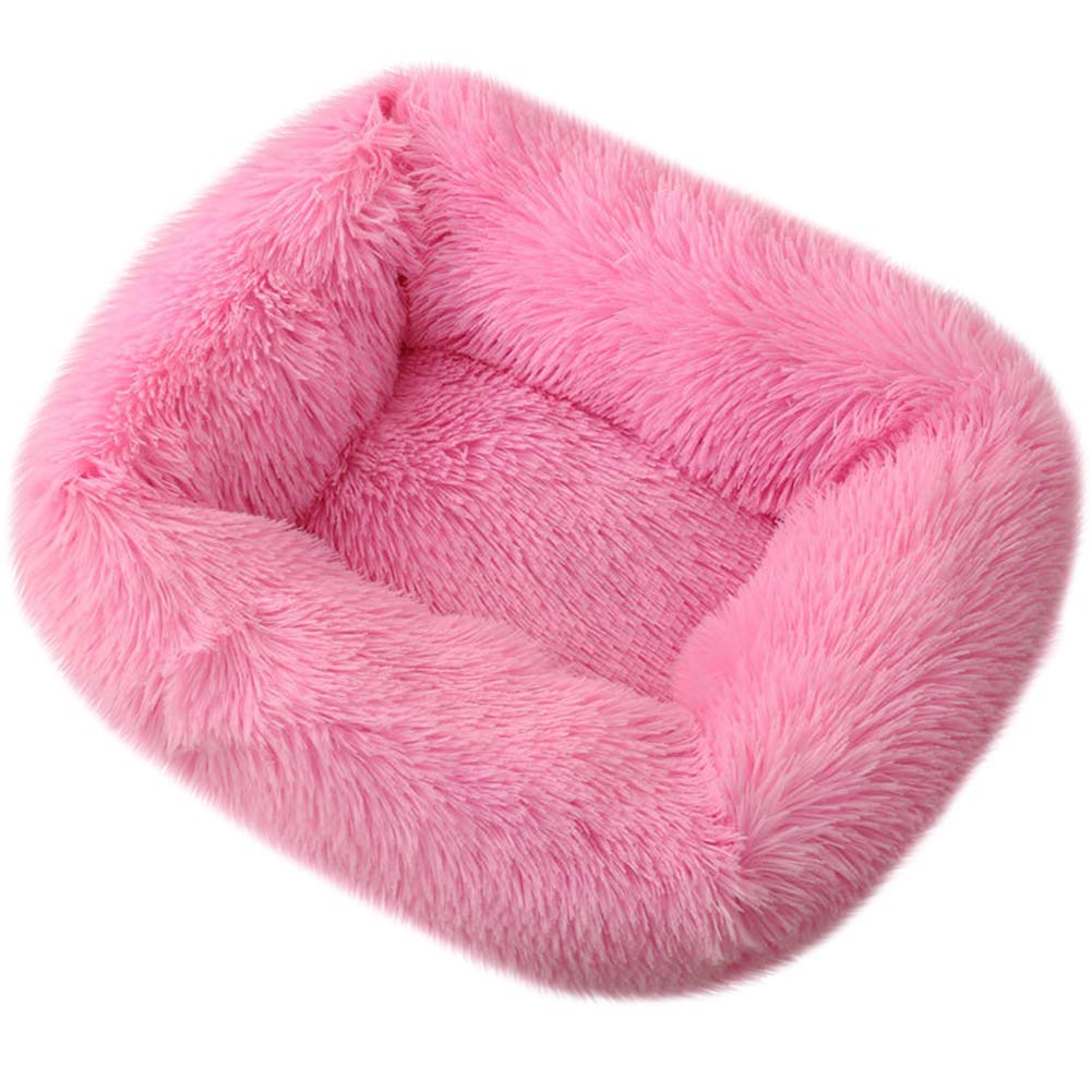 La La Pet Donut Bed pink outer view highlights plush shell and inviting shape.