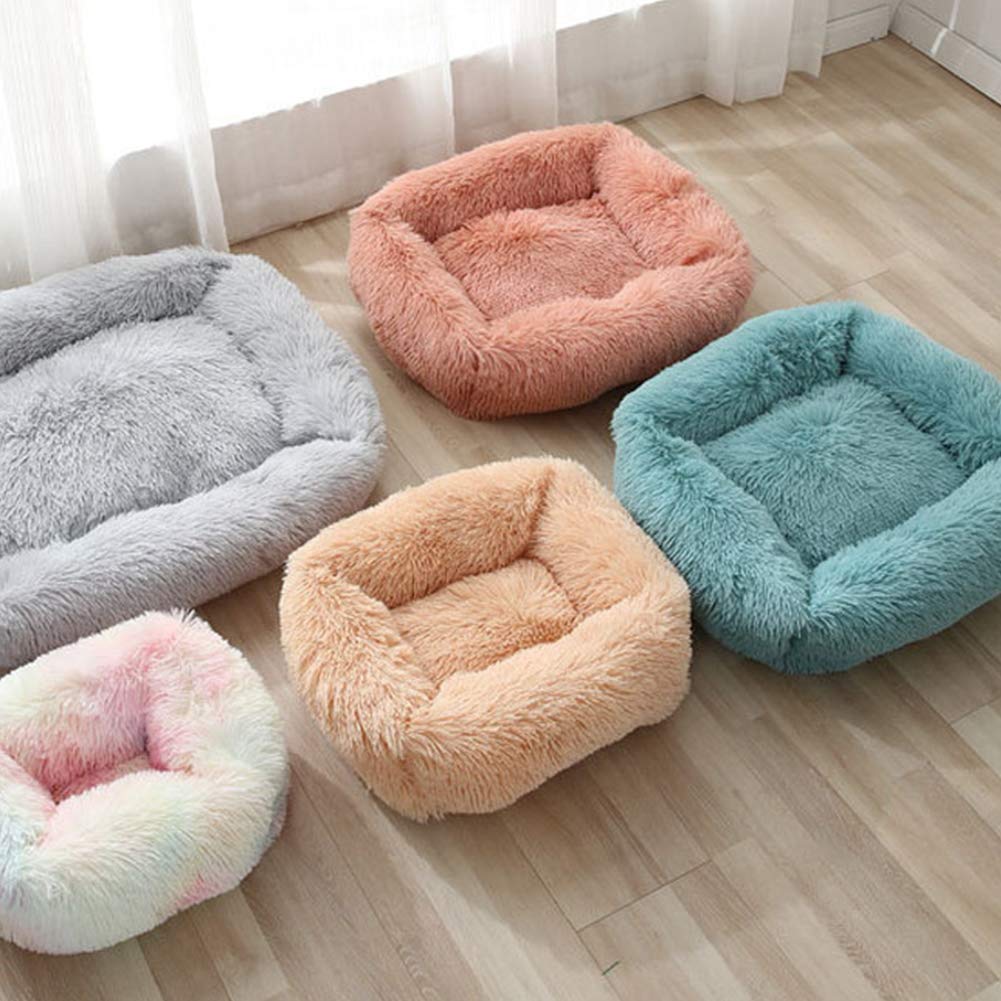La La Pet Donut Bed pink raised rim closeup supports head and neck.