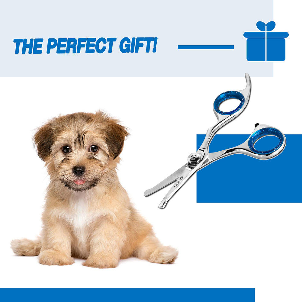 Laazar Straight Dog Grooming Scissors polished finish adds durability and a professional look