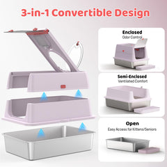 Labeta enclosed mode litter box with high walls for containment