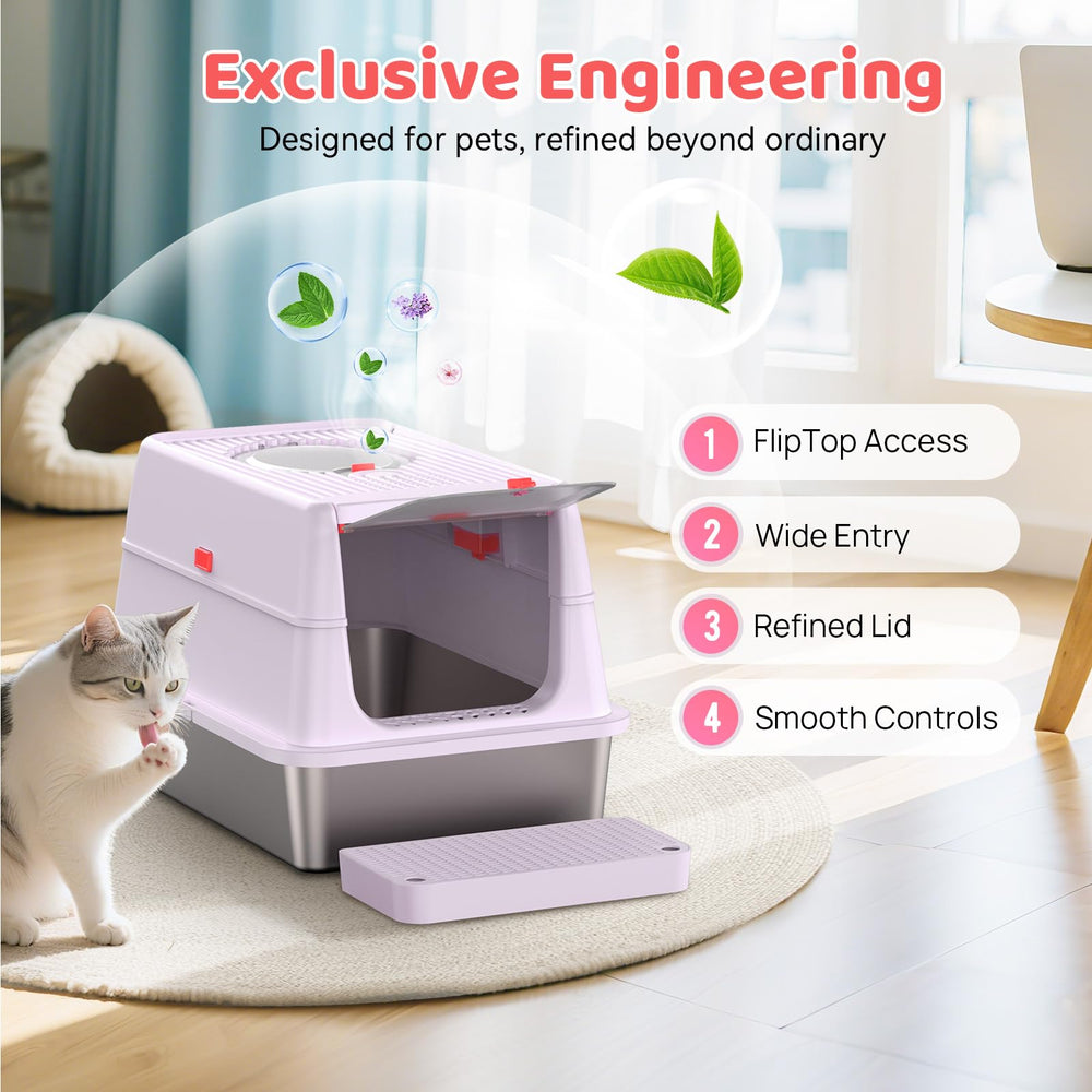 Labeta grooved top cover catching litter as cats exit