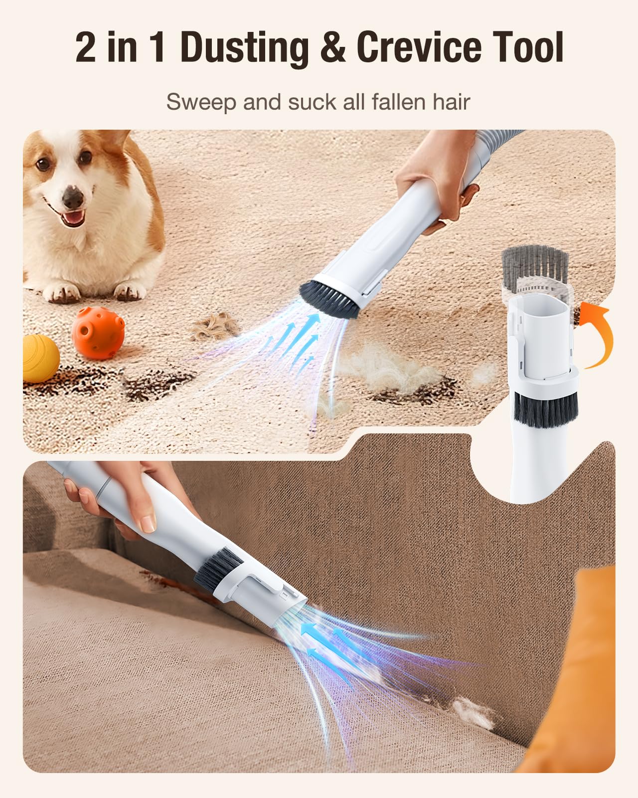 LABIGO dog grooming vacuum clipper with guard combs ready for precise trimming