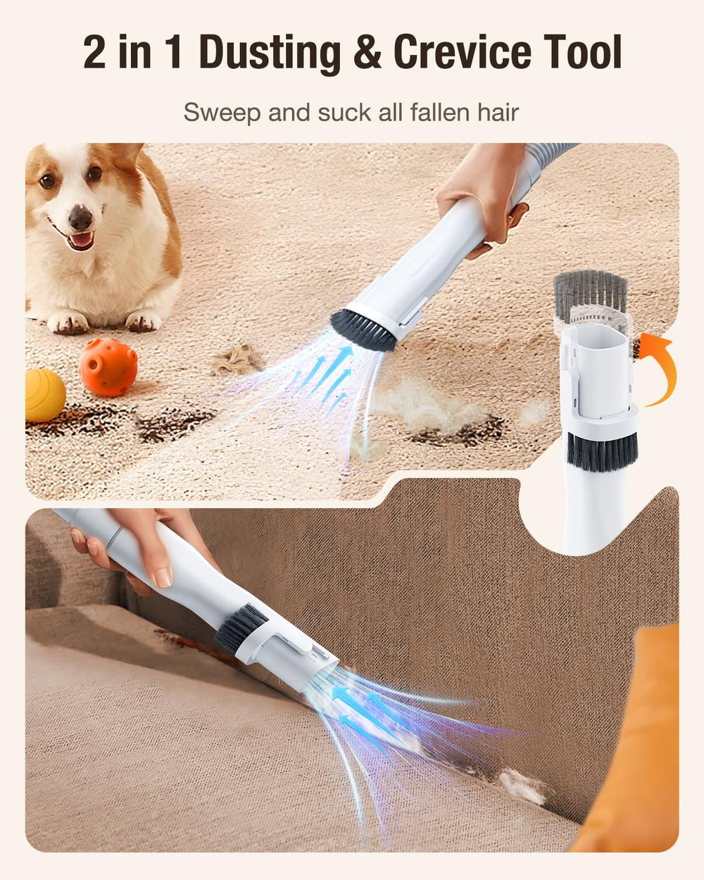 LABIGO dog grooming vacuum clipper with guard combs ready for precise trimming