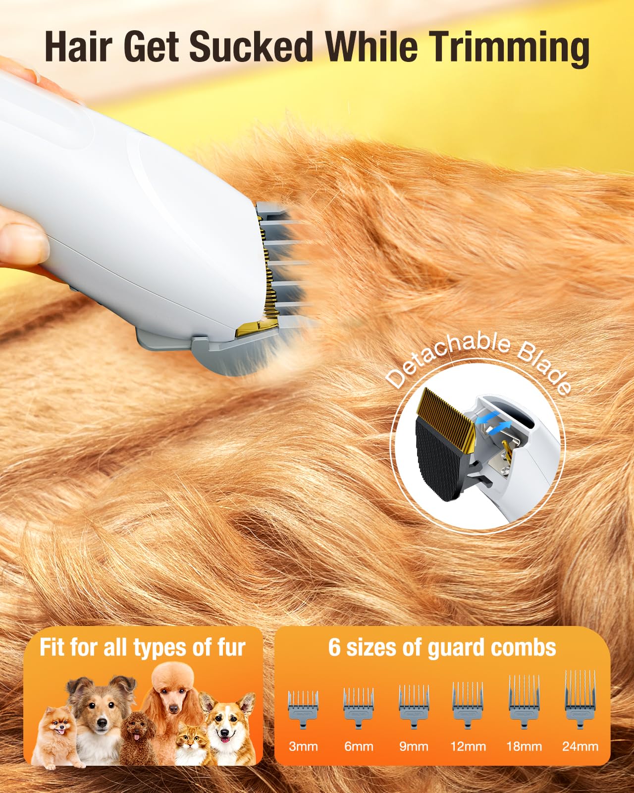 LABIGO dog grooming vacuum large dust cup emphasizes easy emptying and extended sessions