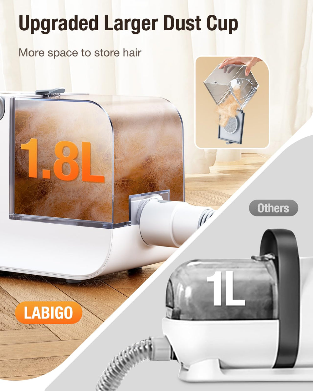 LABIGO dog grooming vacuum grooming brush in action removing loose hair