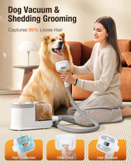 LABIGO dog grooming vacuum hose attachment demonstrates flexible reach for large spaces