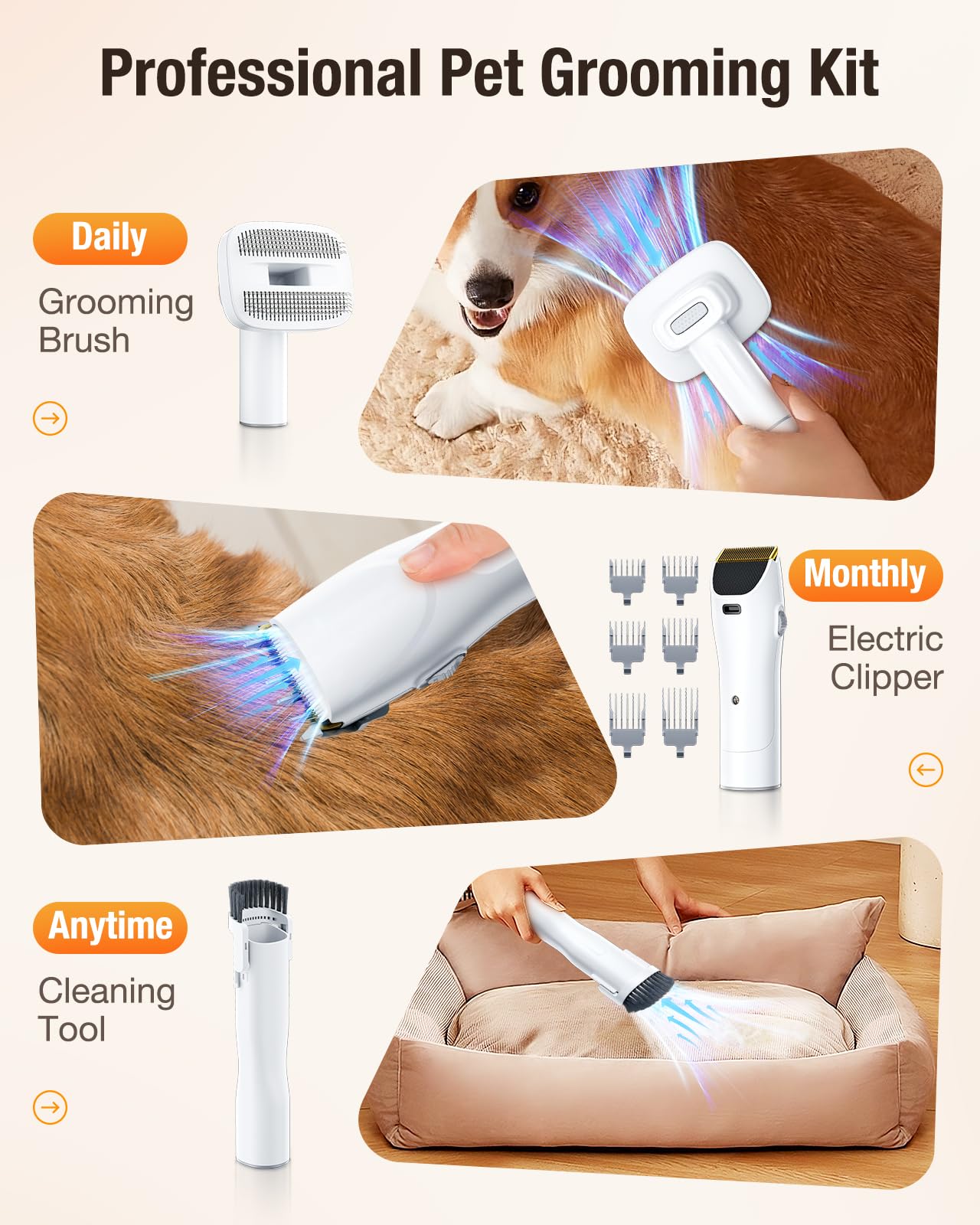 LABIGO dog grooming vacuum storage bag with accessories organized