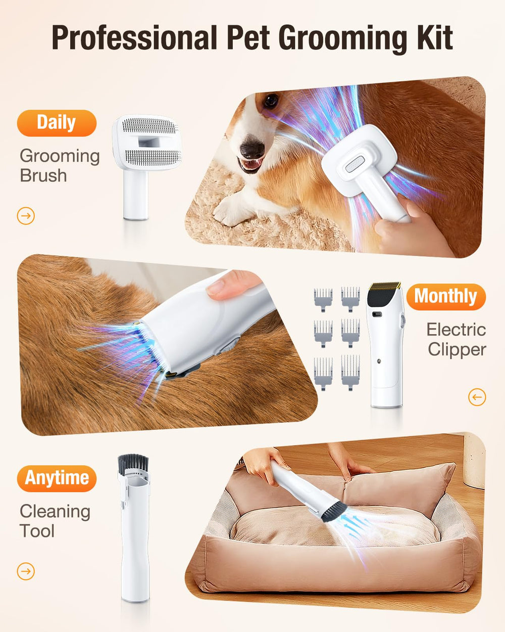 LABIGO dog grooming vacuum storage bag with accessories organized